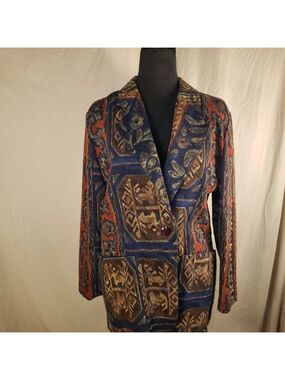Tofy Vintage Abstract Multicolor Blazer - Size 6